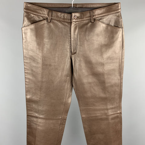 DOLCE & GABBANA Size 36 Brown Leather Flat Front Pants