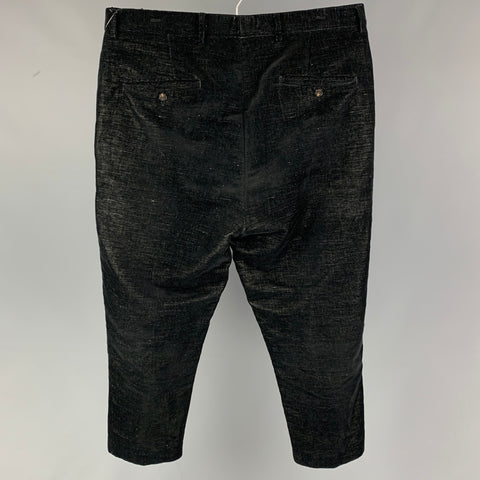 RICK OWENS FW 19 Larry Size 40 Black Velvet Cotton Linen Cropped Pants