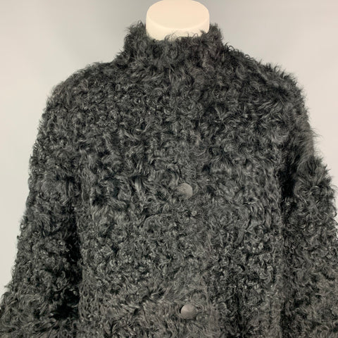 EMPORIO ARMANI Size 4 Black Lamb Cropped Jacket