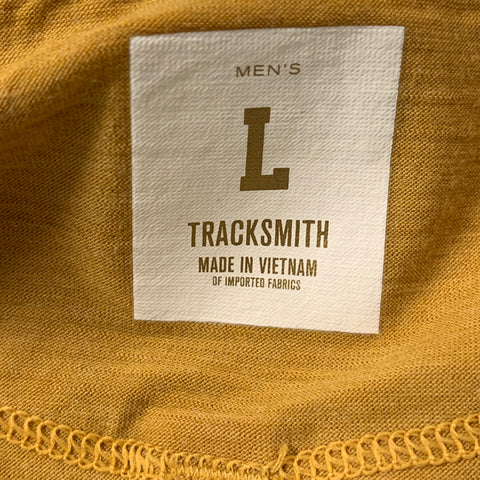TRACKSMITH  Size L Mustard Solid Wool &  Nylon Crew-Neck  T-shirt