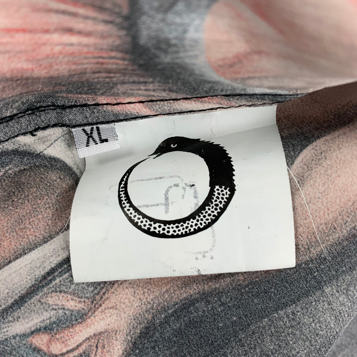 ENDLESS JOY Size XL Multi-Color Print Silk Camp Short Sleeve Shirt