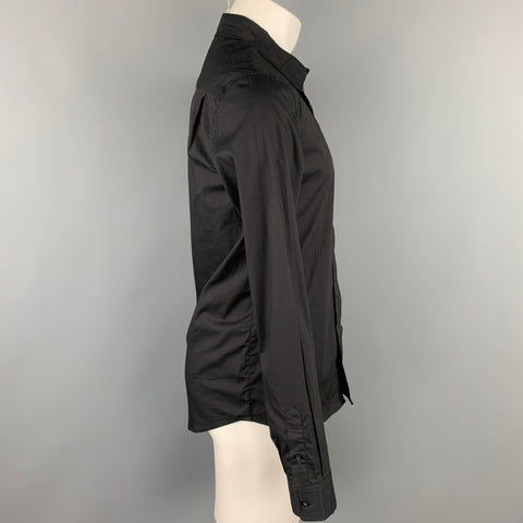 OAK Camisa Manga Larga Botones Ocultos Algodón Negro Talla M