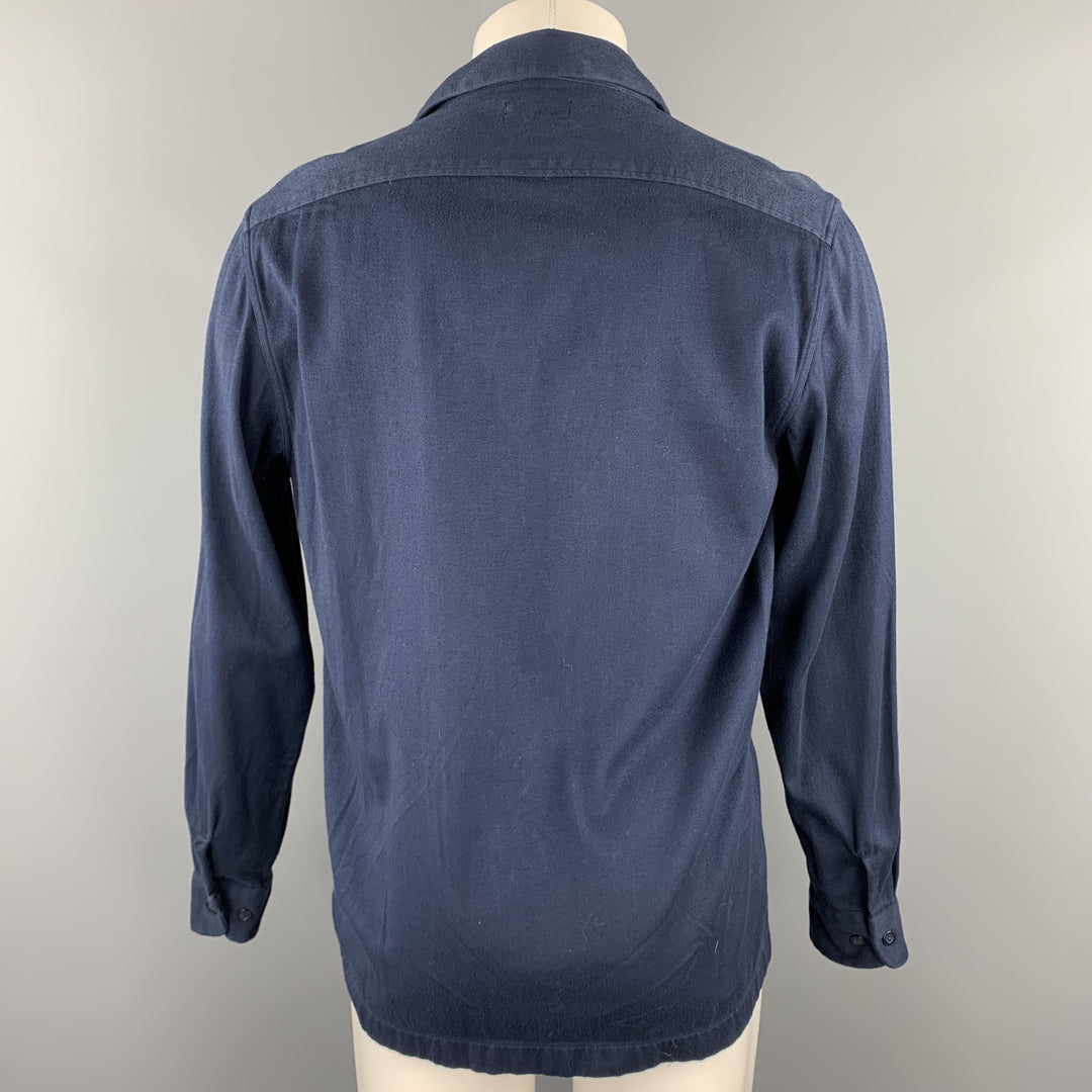 GANT RUGGER Talla M Camisa de manga larga asimétrica de algodón azul marino con cremallera