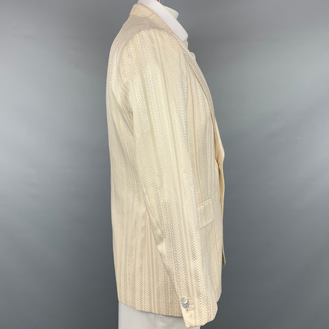 ROBERTO CAVALLI Size 44 Beige Jacquard Cotton Blend Sport Coat