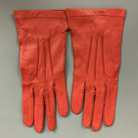 VINTAGE Taille 7 Gants en cuir rouge