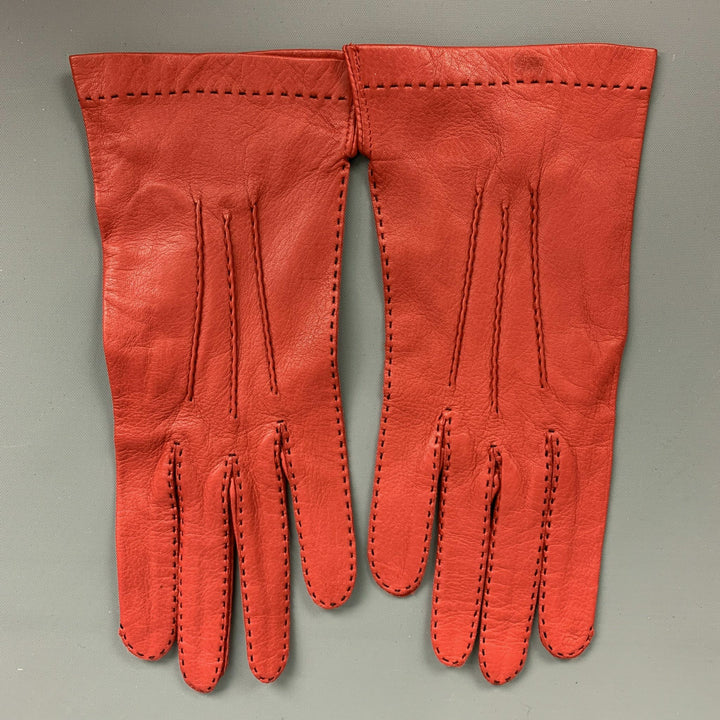 VINTAGE Size 7 Red Leather Gloves