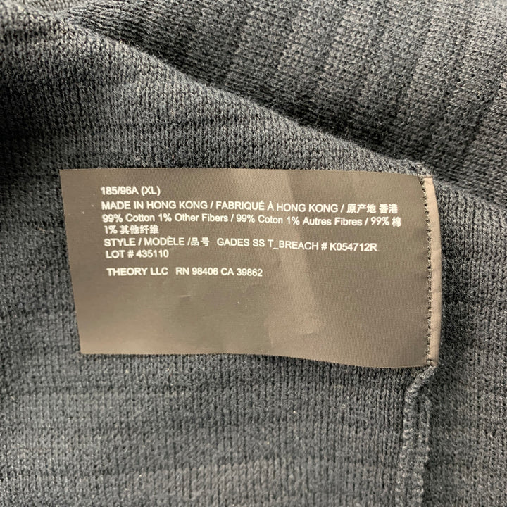 THEORY Taille XL Pull à col rond en mélange de coton côtelé bleu marine