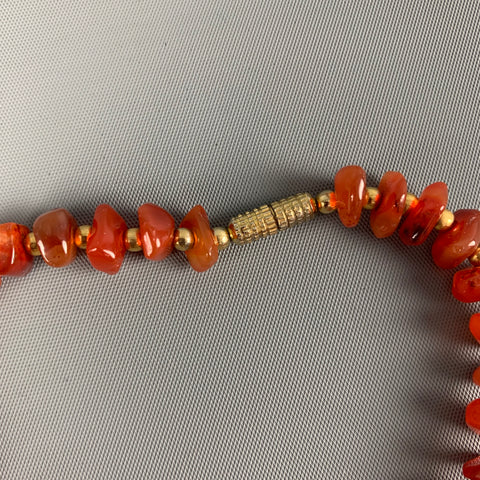 VINTAGE Brick Gold Beads Necklace
