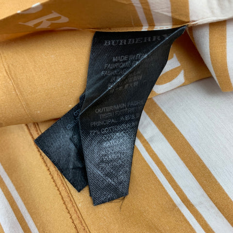 BURBERRY PRORSUM Spring 2015 Size L Mustard & White Print Cotton Silk Long Sleeve Shirt