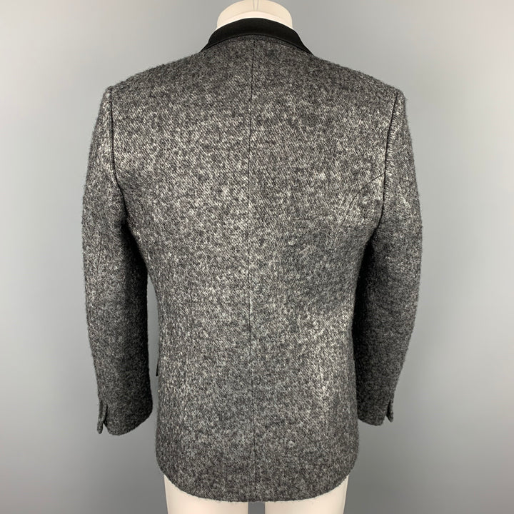 JUNYA WATANABE Taille XL Manteau de sport en mélange de laine tweed argenté et noir