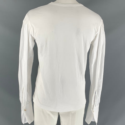 DRIES VAN NOTEN Size L White Solid Cotton French Cuff Long Sleeve Shirt