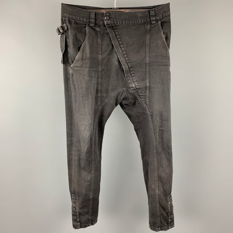 ALEXANDRE PLOKHOV Talla 30 Pantalones casuales de entrepierna caída de algodón negro