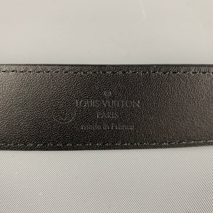 LOUIS VUITTON Waist Size 34 Black Textured Leather Belt