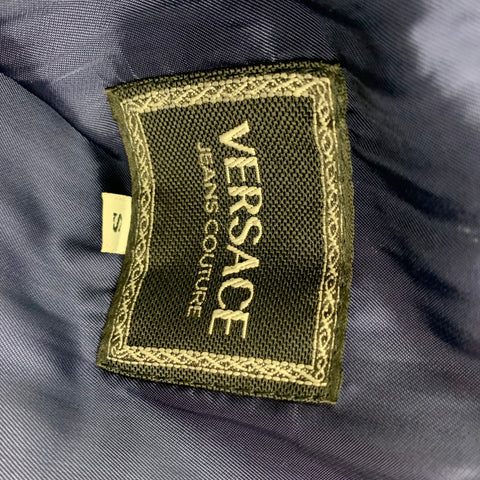 Vintage VERSACE JEANS COUTURE Size S Purple Wool Zip & Buttons Oversized Coat