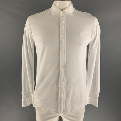 RALPH LAUREN Taille L Chemise à manches longues boutonnée en coton uni blanc