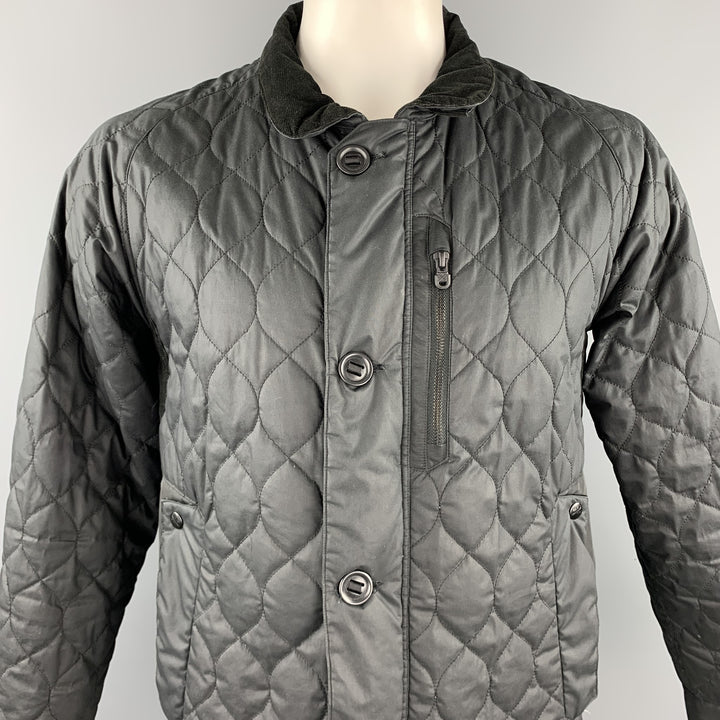 WHITE MOUNTAINEERING Size L Black Quilted Polyester Buttoned Jacket