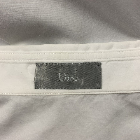 DIOR HOMME Size S White Solid Cotton Button Up Long Sleeve Shirt