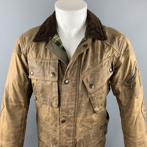RALPH LAUREN Size S Brown Coated Cotton Patch Pocket Jacket