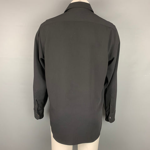 ARMANI COLLEZIONI Size M Black Polyester Blend Button Up Long Sleeve Shirt