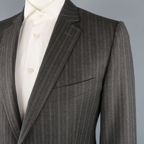 DOLCE & GABBANA 42 Regular Charcoal Pinstripe Wool Notch Lapel Suit DOLCE & GABBANA