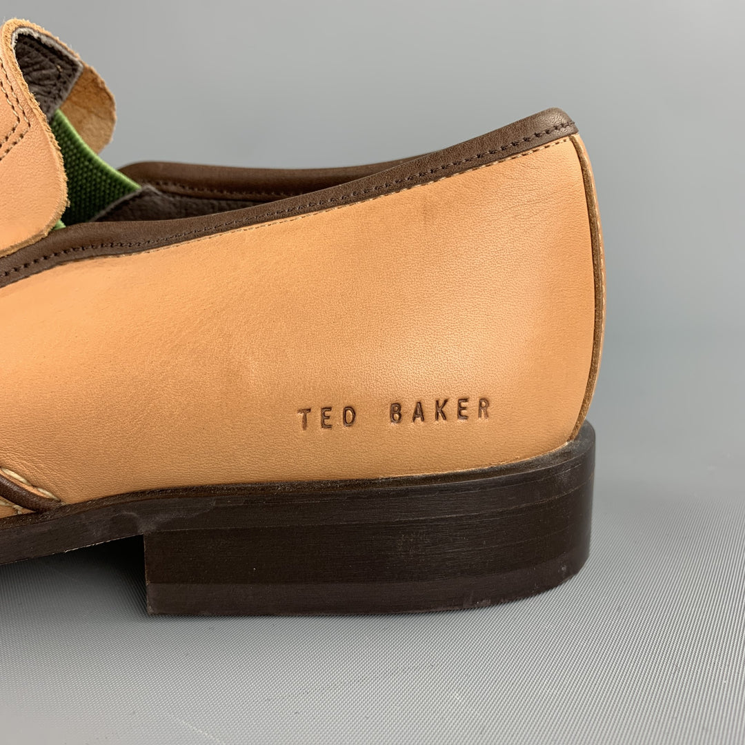 TED BAKER Size 9 Tan Stitched Leather Loafers