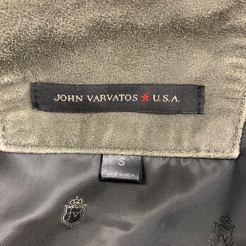 JOHN VARVATOS * U.S.A. Size S Olive Distressed Suede Zip Up Jacket