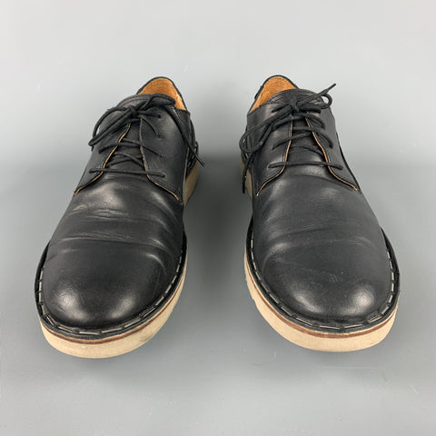 MAISON MARTIN MARGIELA Size 11 Black Leather Crepe Sole Lace Up