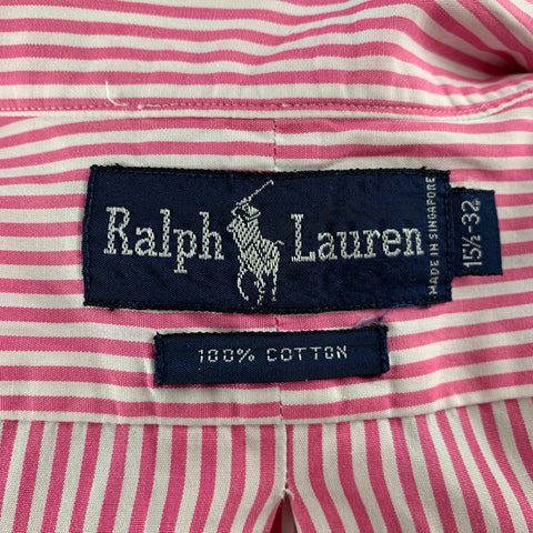 RALPH LAUREN Size M Pink White Stripe Cotton Long Sleeve Shirt