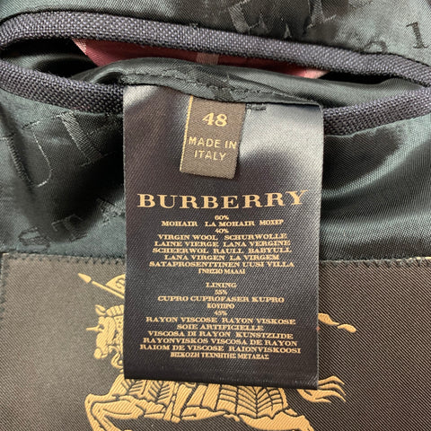BURBERRY Size 38 Navy Mohair Wool Shawl Collar Sport Coat