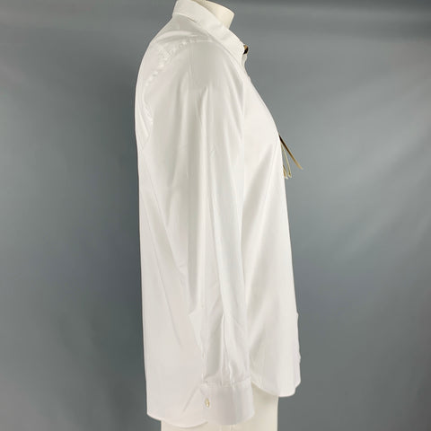 BURBERRY LONDON Size XL White Cotton Elastane Long Sleeve Shirt