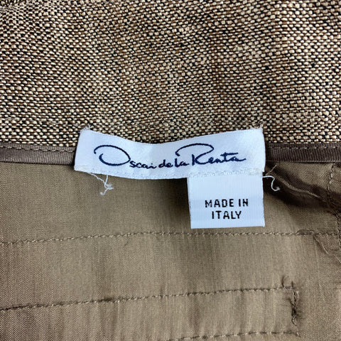 OSCAR DE LA RENTA Size 10 Brown & Cream Woven Dress Pants