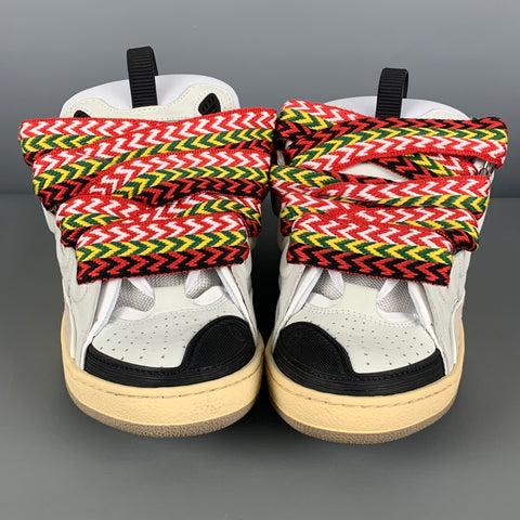 LANVIN Taille 9 Baskets en cuir blanc noir