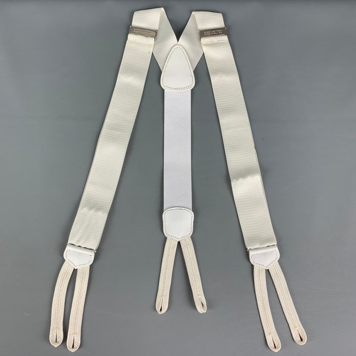 BROOKS BROTHERS Size One Size White Solid Ribbon Suspenders