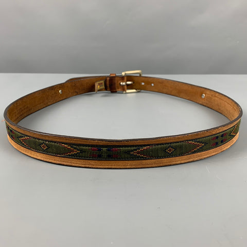 TRAFALGAR Talla 36 Cinturón de cinta de cuero verde marrón