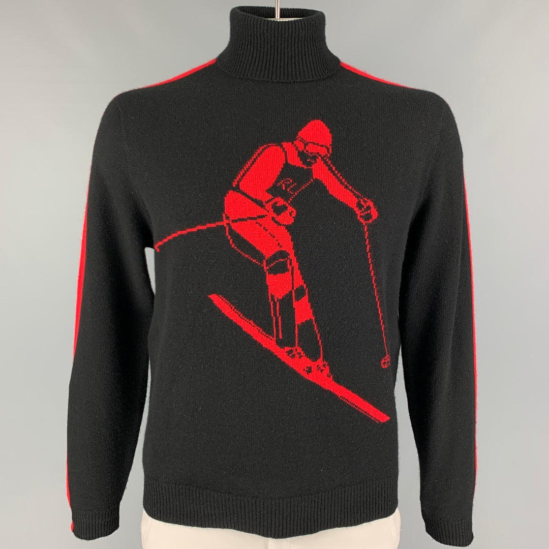 POLO by RALPH LAUREN Size L Black Red Cashmere Turtleneck Sweater