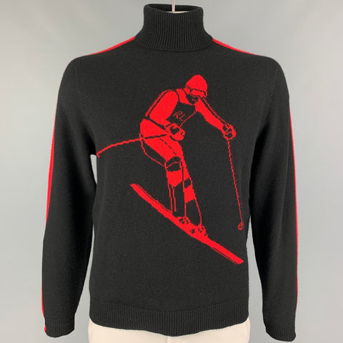 POLO by RALPH LAUREN Size L Black Red Cashmere Turtleneck Sweater