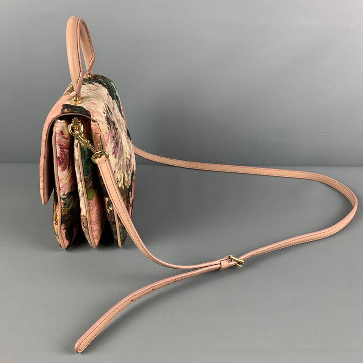 DOLCE & GABBANA Pink Floral Jacquard Cross Body Handbag