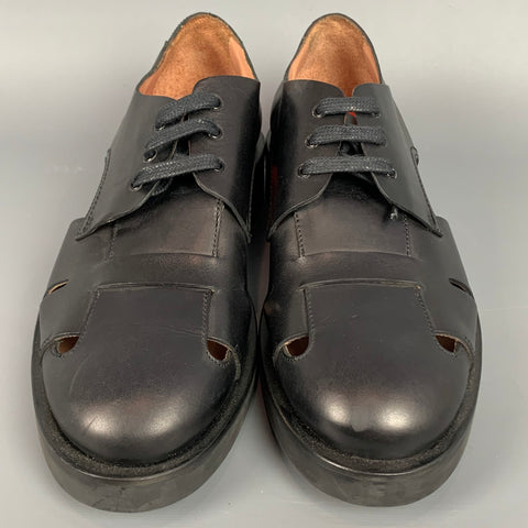 PAUL SMITH Size 9 Black Leather Cutout Lace Up Shoes