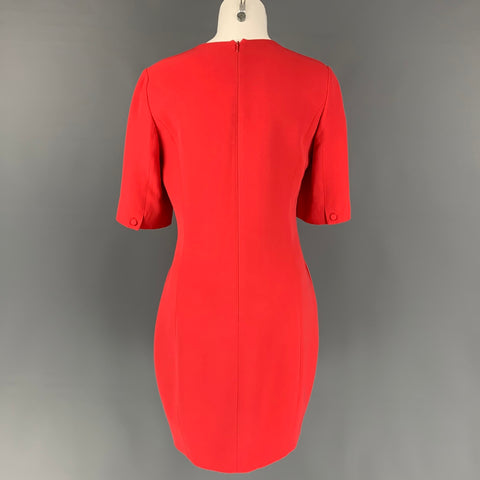 CHRISTIAN DIOR Taille 8 Robe trapèze rouge en soie/laine longueur genou