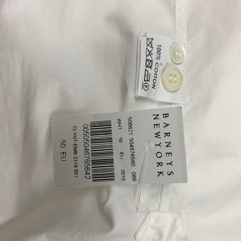 DRIES VAN NOTEN FW 16 Size M White Embroidery Cotton Nehru Collar Long Sleeve Shirt
