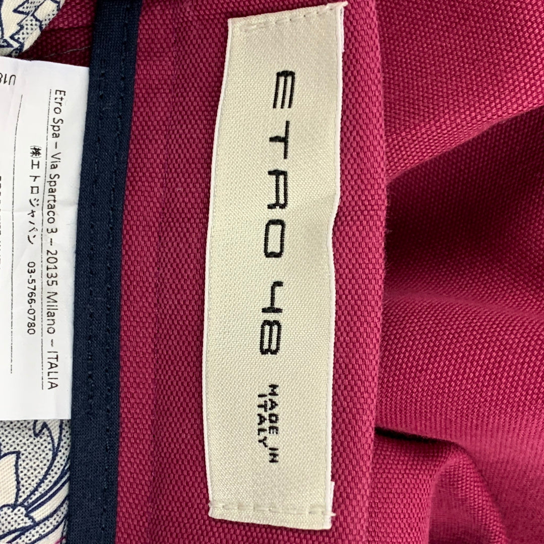 ETRO Taille 32 Pantalon habillé en coton viscose framboise avec braguette zippée