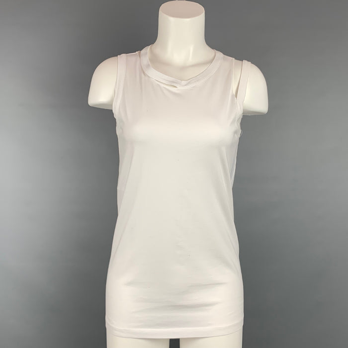 MAISON MARGIELA Size S White Jersey Cut Out Cotton Casual Top