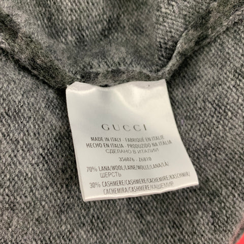 GUCCI Size XL Gray Black Print Wool Cashmere Pullover