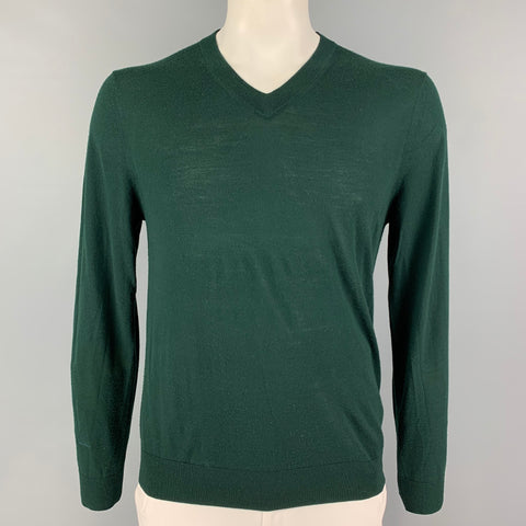 PAUL SMITH Size L Forest Green Merino Wool V-Neck Pullover