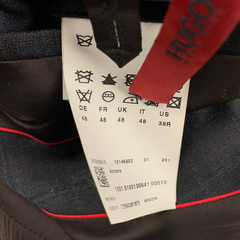 HUGO by HUGO BOSS Taille 38 Manteau de sport en laine vierge à carreaux gris marron