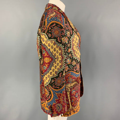 ETRO Size 8 Multi-Color Woven Notch Lapel Jacket Blazer