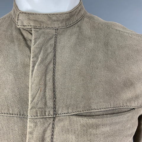 JOHN VARVATOS Chest Size S Size S Green Olive Pinstripe Suede Zip Up Jacket