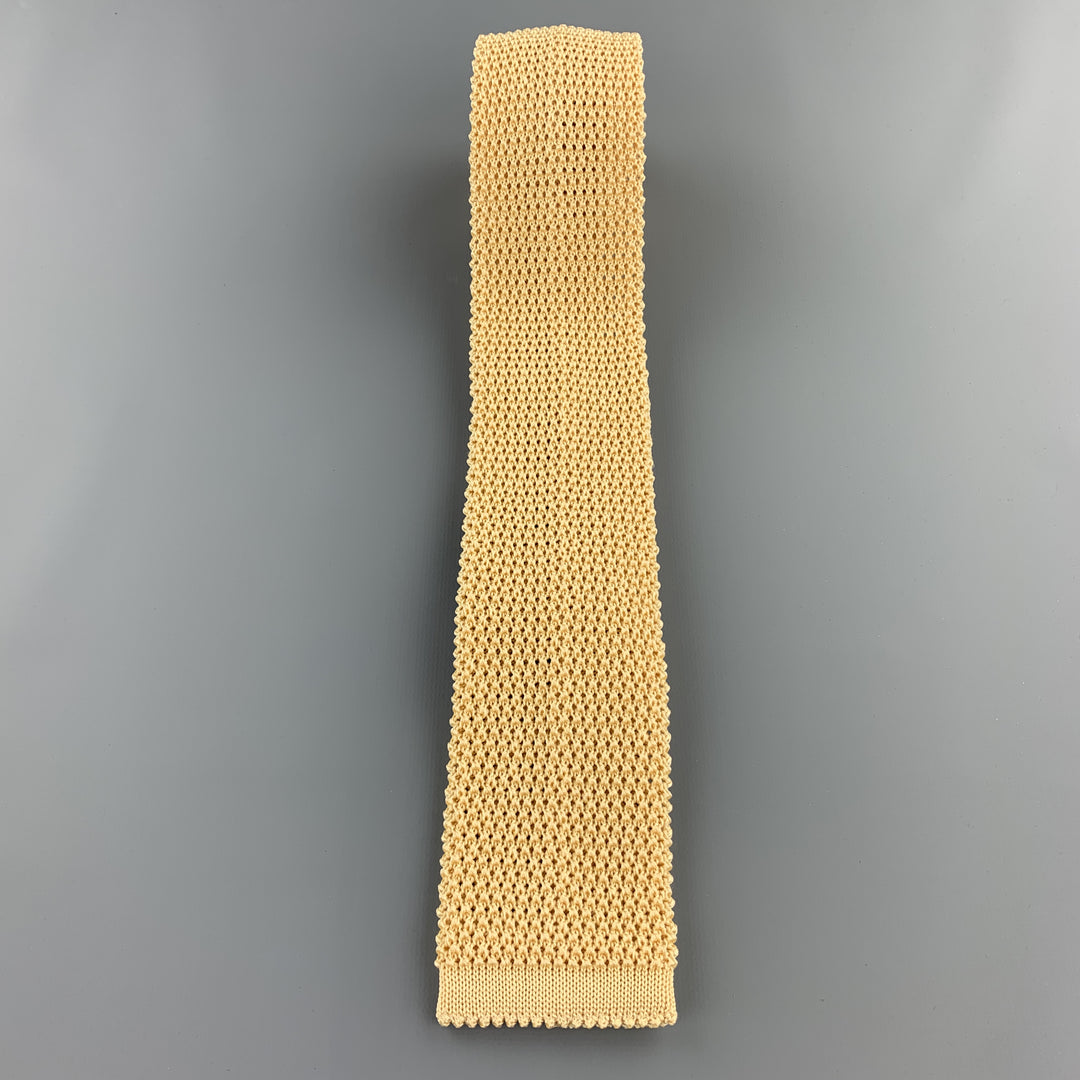 BUDD Yellow Beige Silk Textured Knit Tie