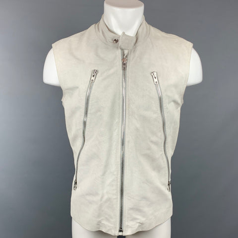 MAISON MARTIN MARGIELA Talla 42 Chaleco de cuero texturizado blanco roto