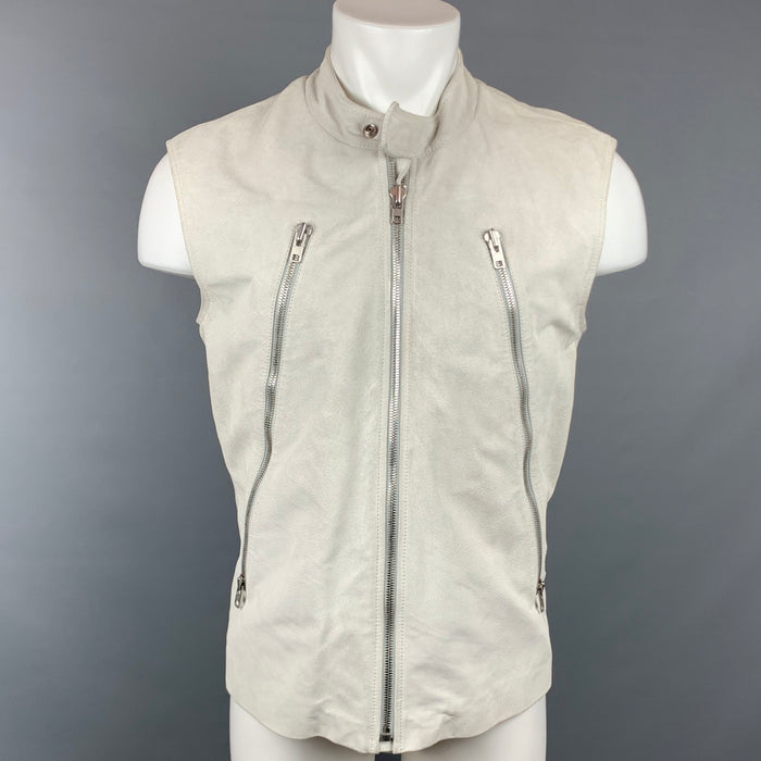 MAISON MARTIN MARGIELA Size 42 Off White Textured Leather Vest